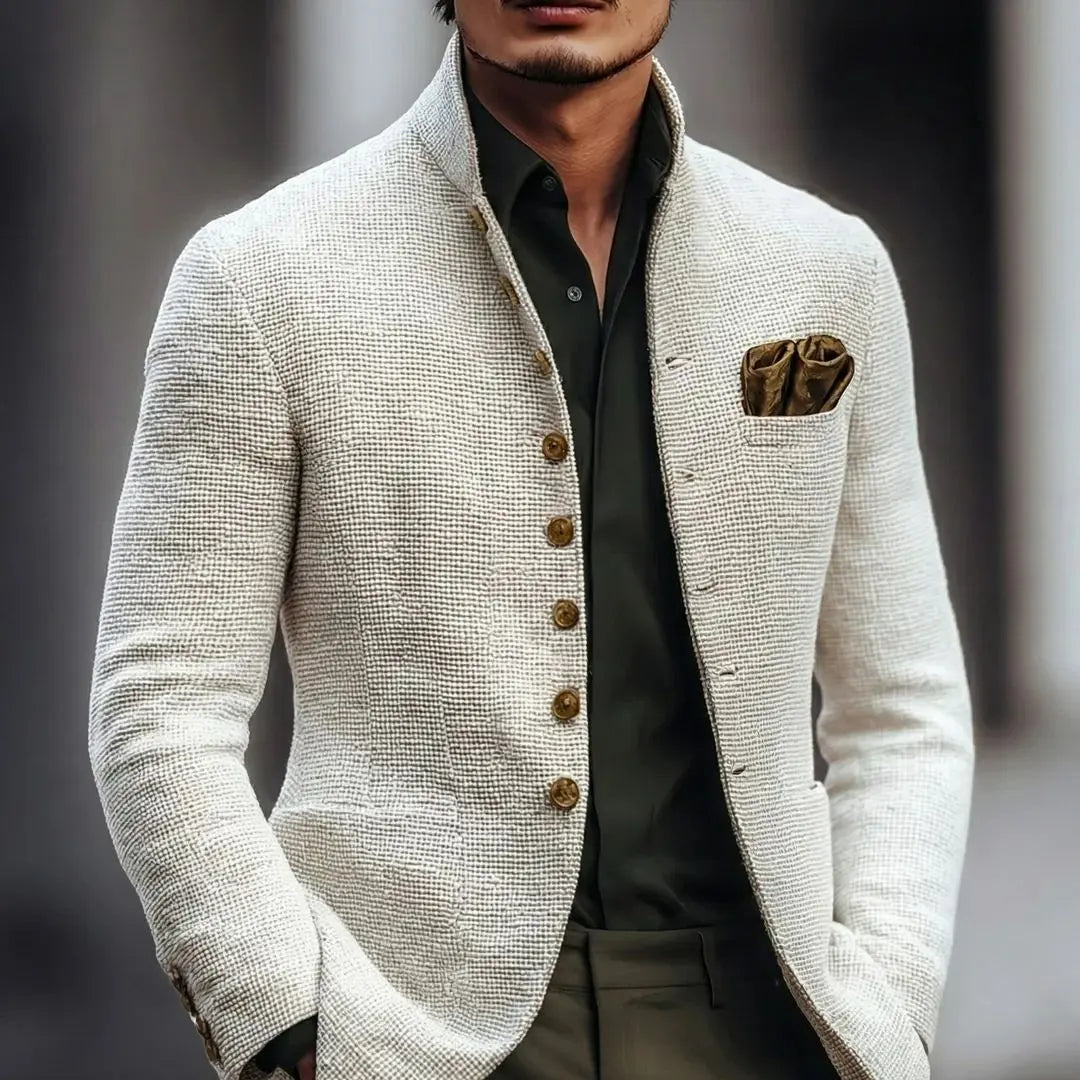 Men's Lightweight Textured Single-Breasted Cardigan
