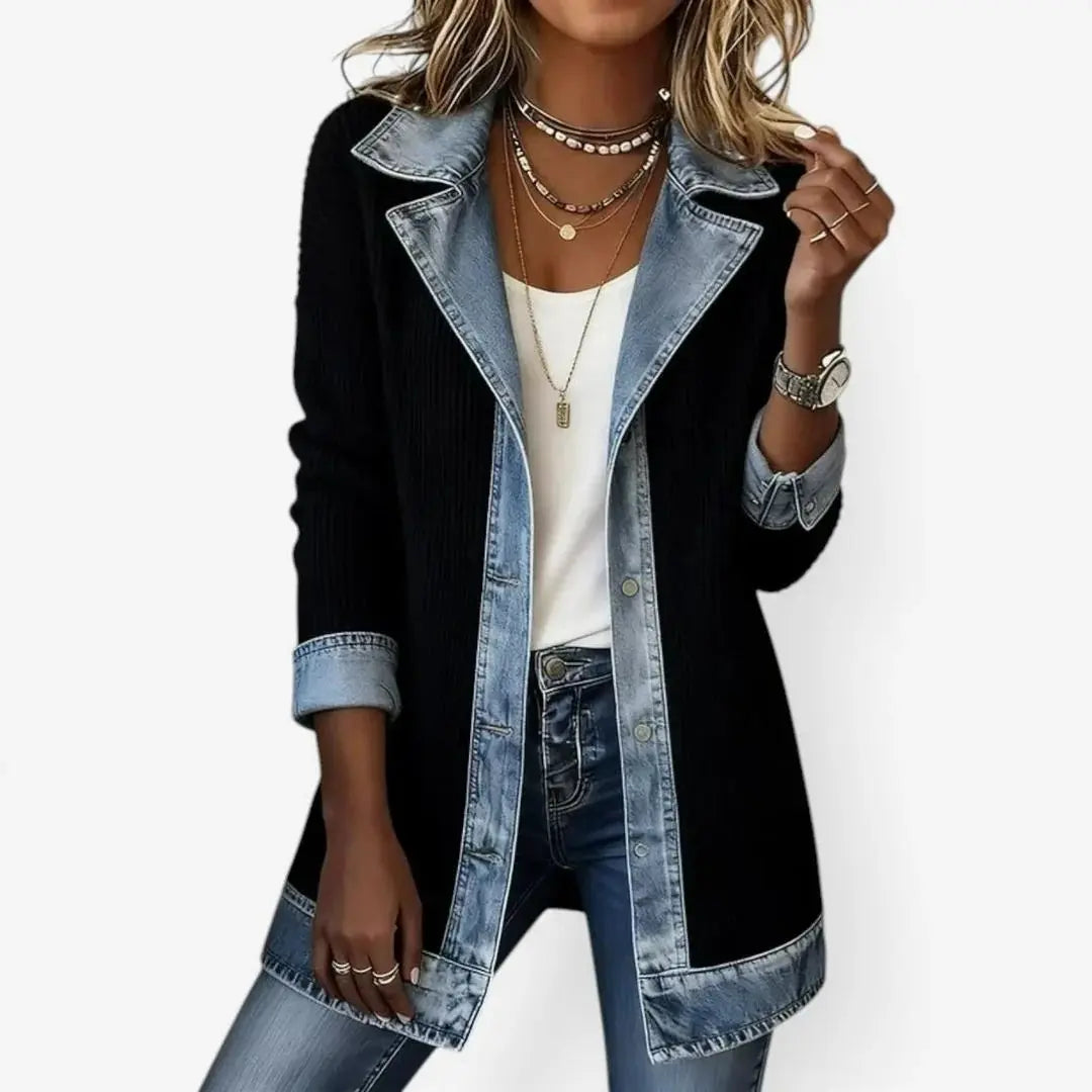 Women's Textured Layered-Collar Open-Front Jacket