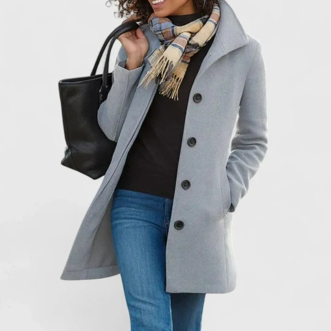 Women's Classic Button-Front Long Coat