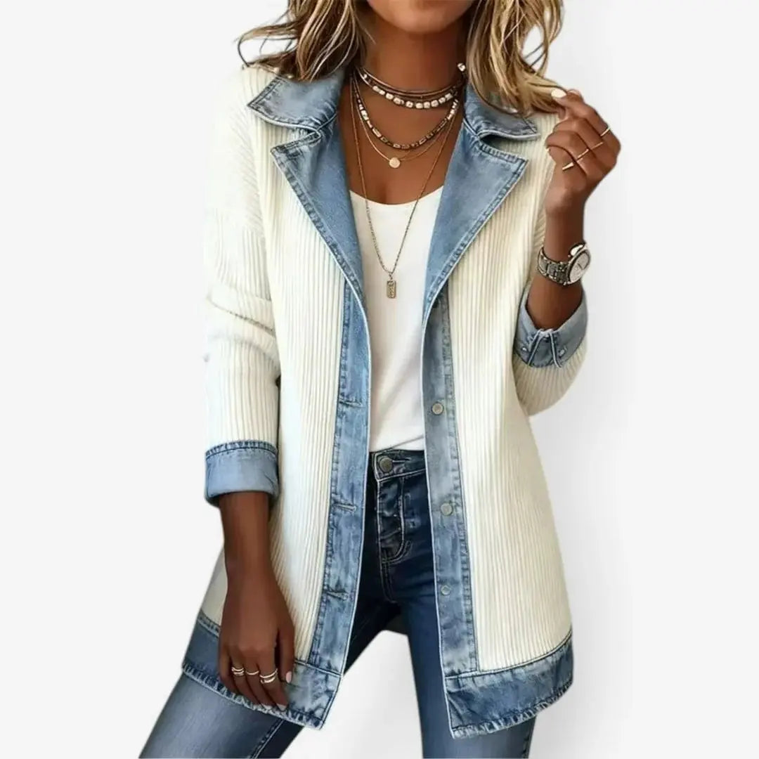 Women's Textured Layered-Collar Open-Front Jacket