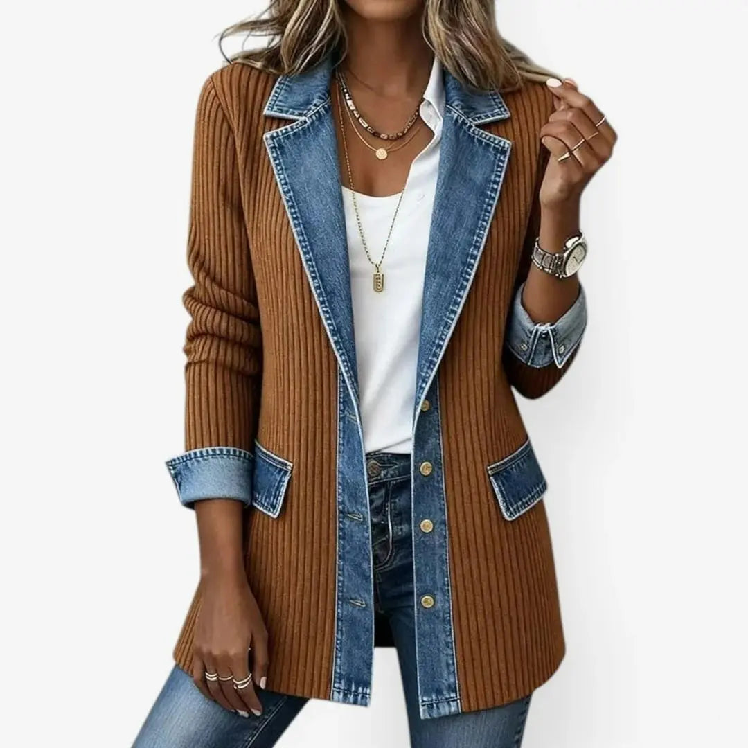 Women's Textured Layered-Collar Open-Front Jacket