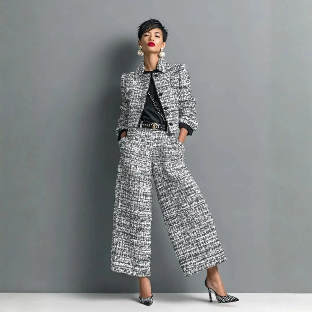 Women's Textured Long-Sleeve Two-Piece Outfit