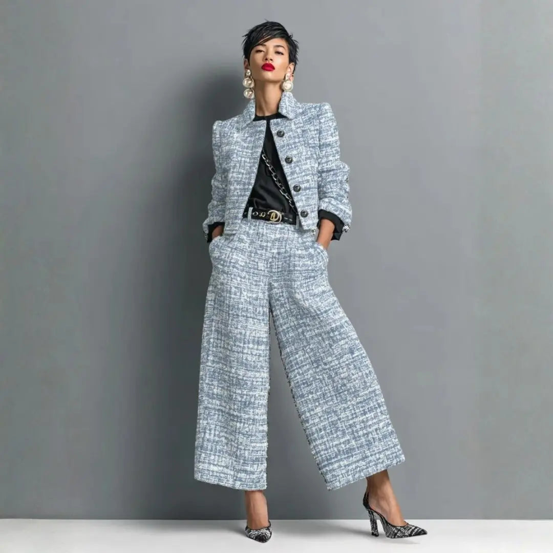 Women's Textured Long-Sleeve Two-Piece Outfit