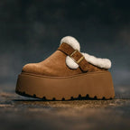 Emery Women's Suede Shearling Platform Clogs