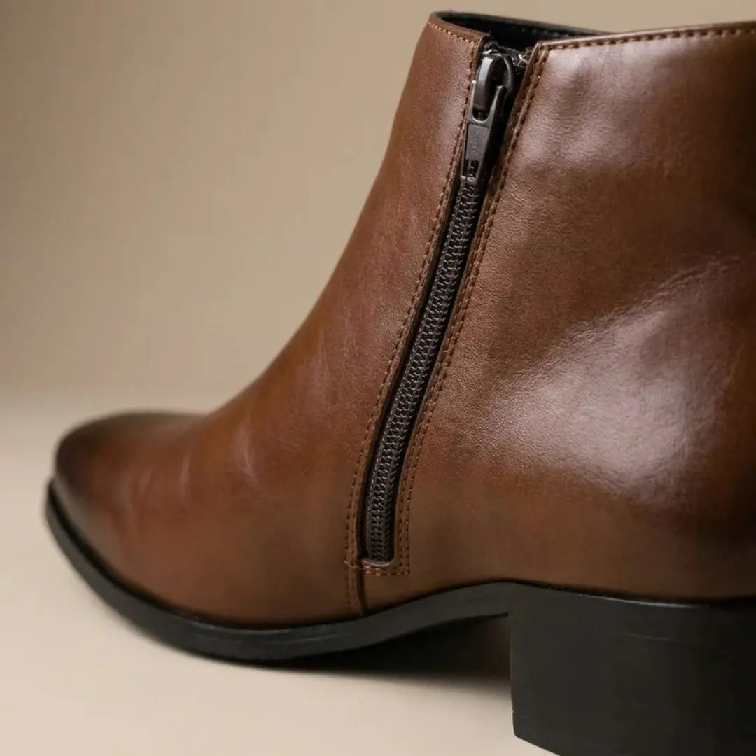 The Mason Men's Brown Leather Zip Boot