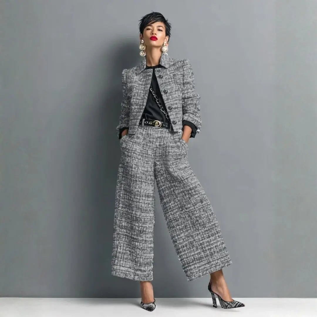 Women's Textured Long-Sleeve Two-Piece Outfit