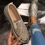 Vespera Women's Sequined Platform Slip-On Flats
