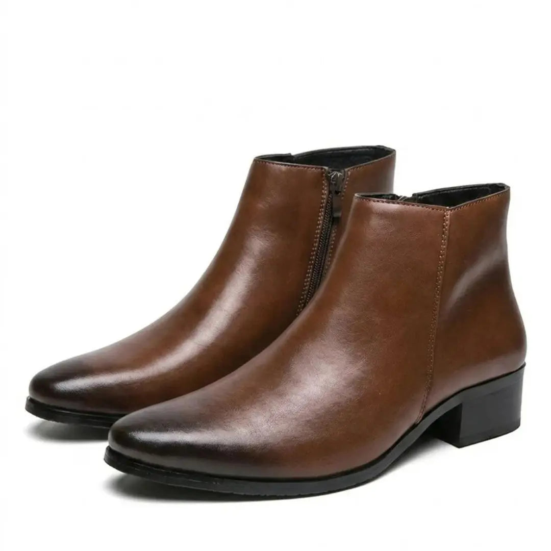 The Mason Men's Brown Leather Zip Boot