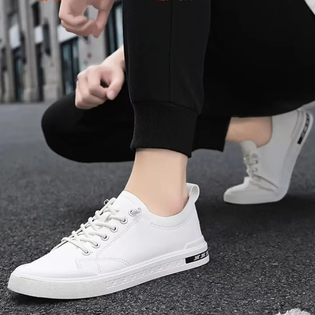 Belford Minimalist Smooth Leather Sneakers - Casual Everyday Trainers