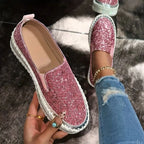 Vespera Women's Sequined Platform Slip-On Flats