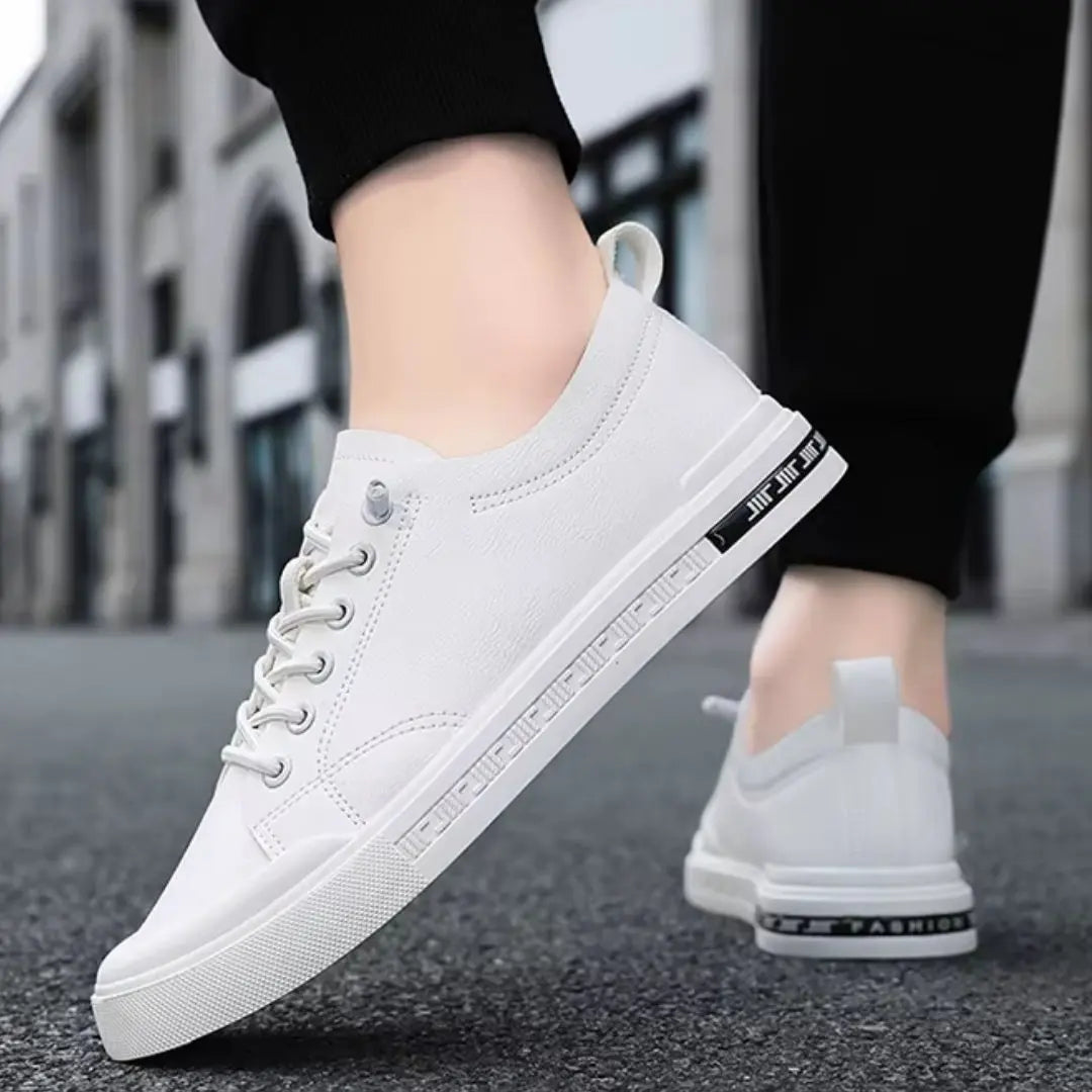 Belford Minimalist Smooth Leather Sneakers - Casual Everyday Trainers