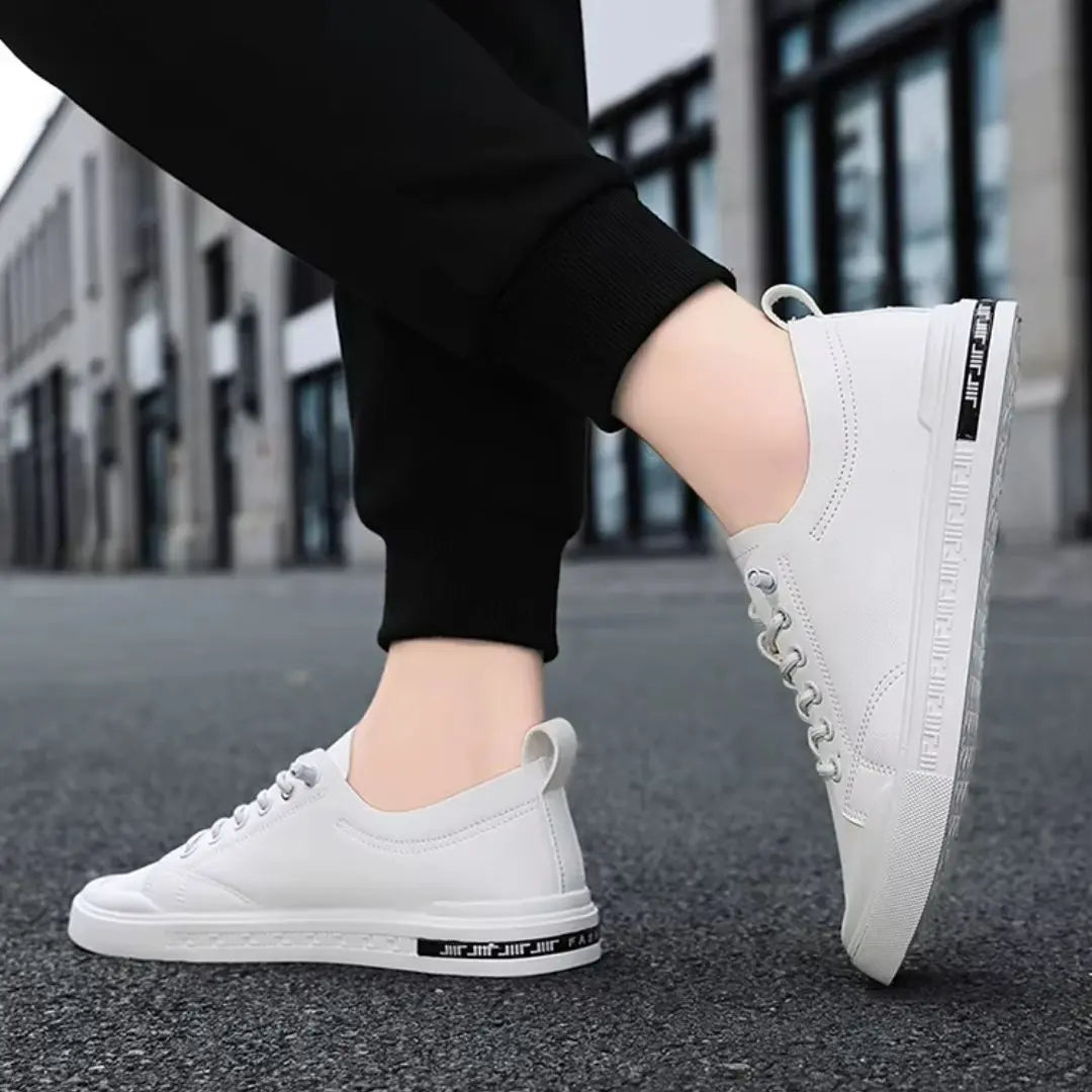 Belford Minimalist Smooth Leather Sneakers - Casual Everyday Trainers