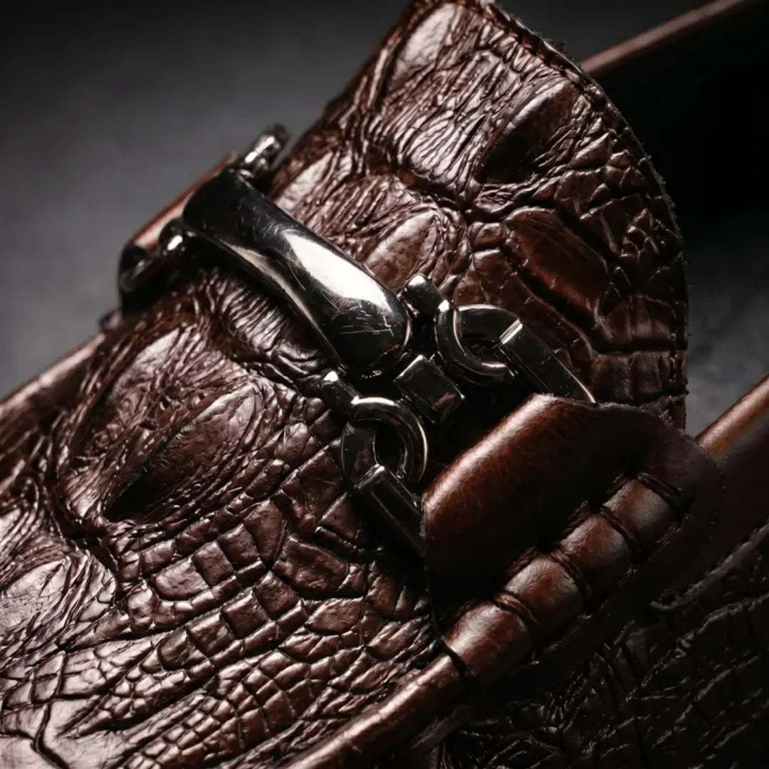 Vareno Men's Croc-Embossed Leather Loafers