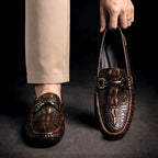 Vareno Men's Croc-Embossed Leather Loafers
