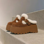 Emery Women's Suede Shearling Platform Clogs