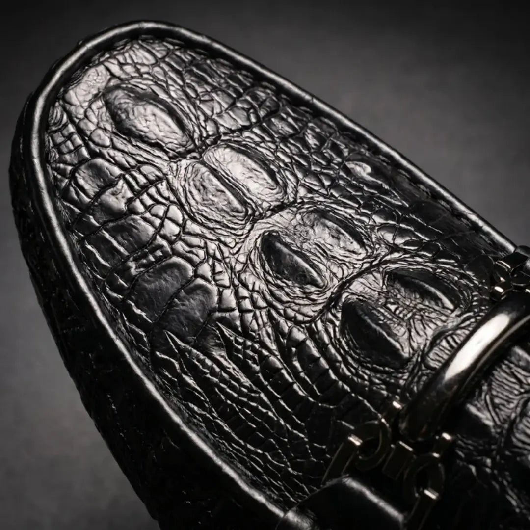 Vareno Men's Croc-Embossed Leather Loafers