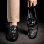 Vareno Men's Croc-Embossed Leather Loafers