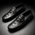 Vareno Men's Croc-Embossed Leather Loafers