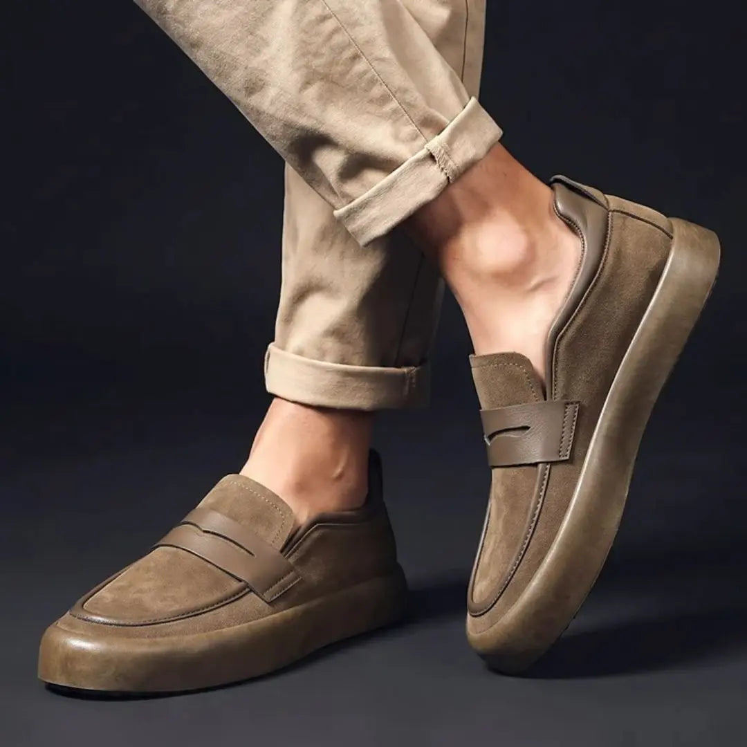 Calvino Men's Microsuede Penny Loafers