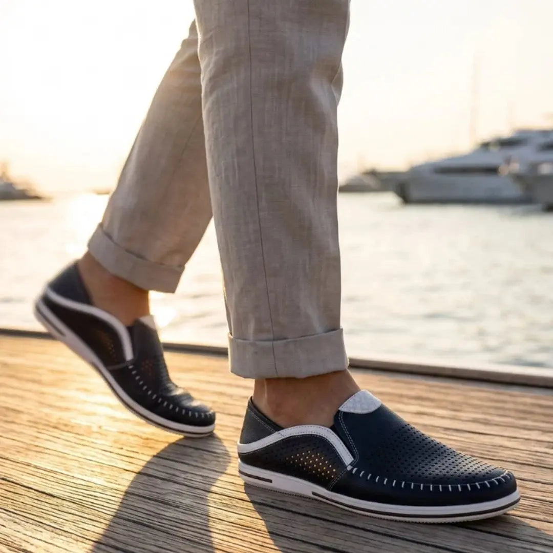 The Riva Men's Perforated Leather Driving Loafer