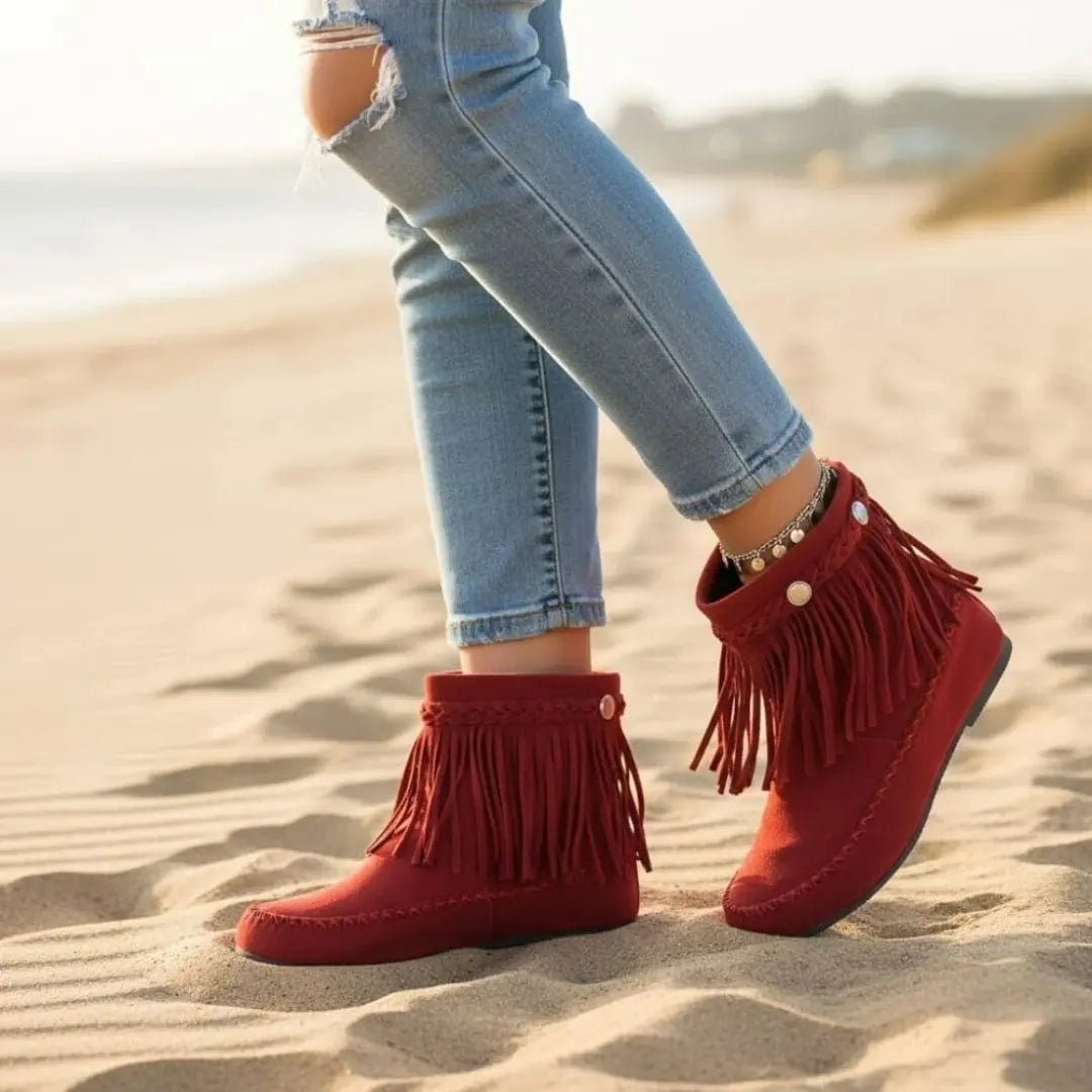 Marigold Women's Fringe Faux Suede Boots