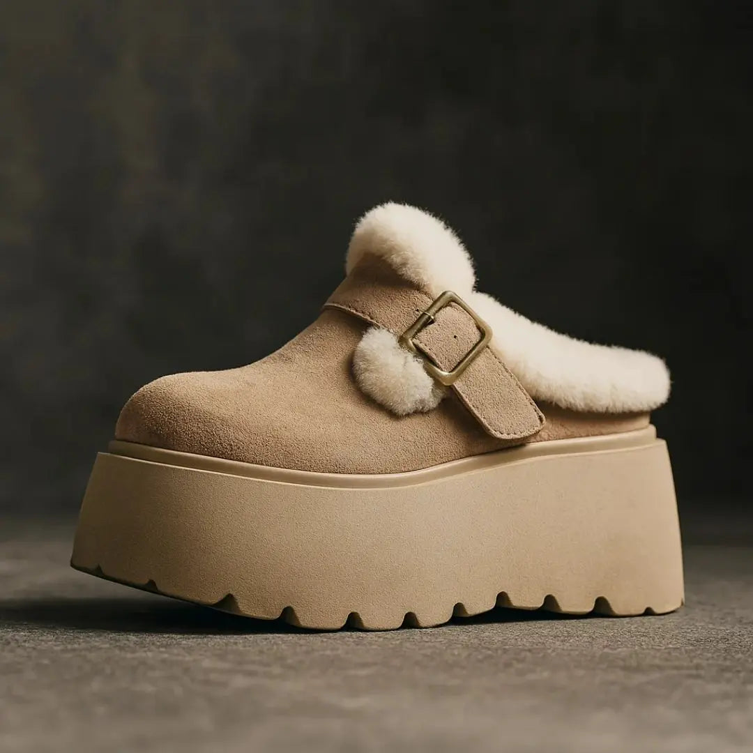 Emery Women's Suede Shearling Platform Clogs