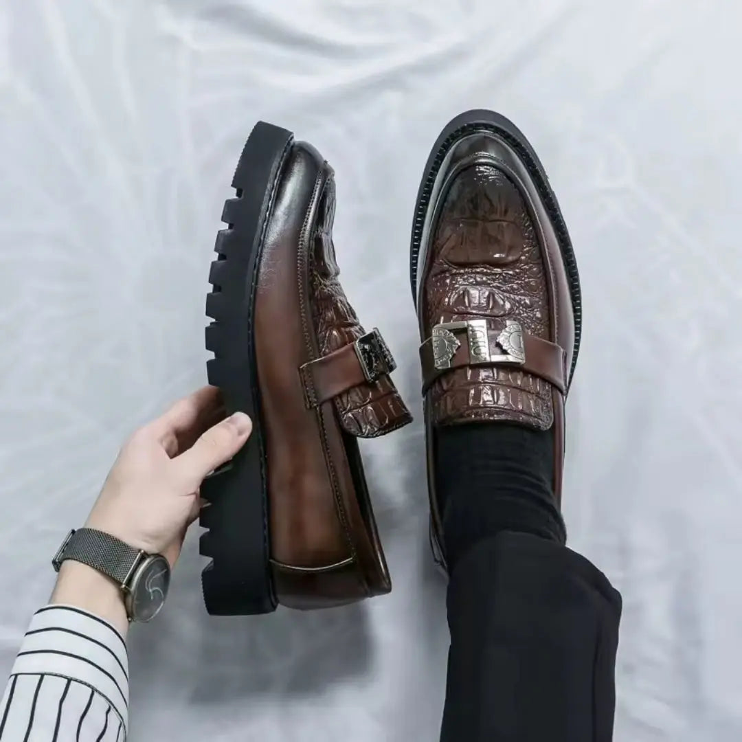 Ajaccio Men's Croc Texture Loafers