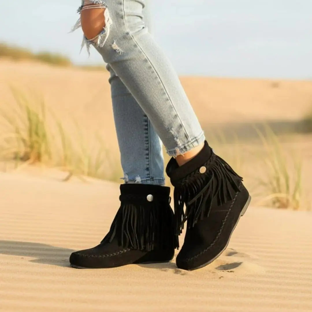 Marigold Women's Fringe Faux Suede Boots