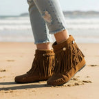 Marigold Women's Fringe Faux Suede Boots