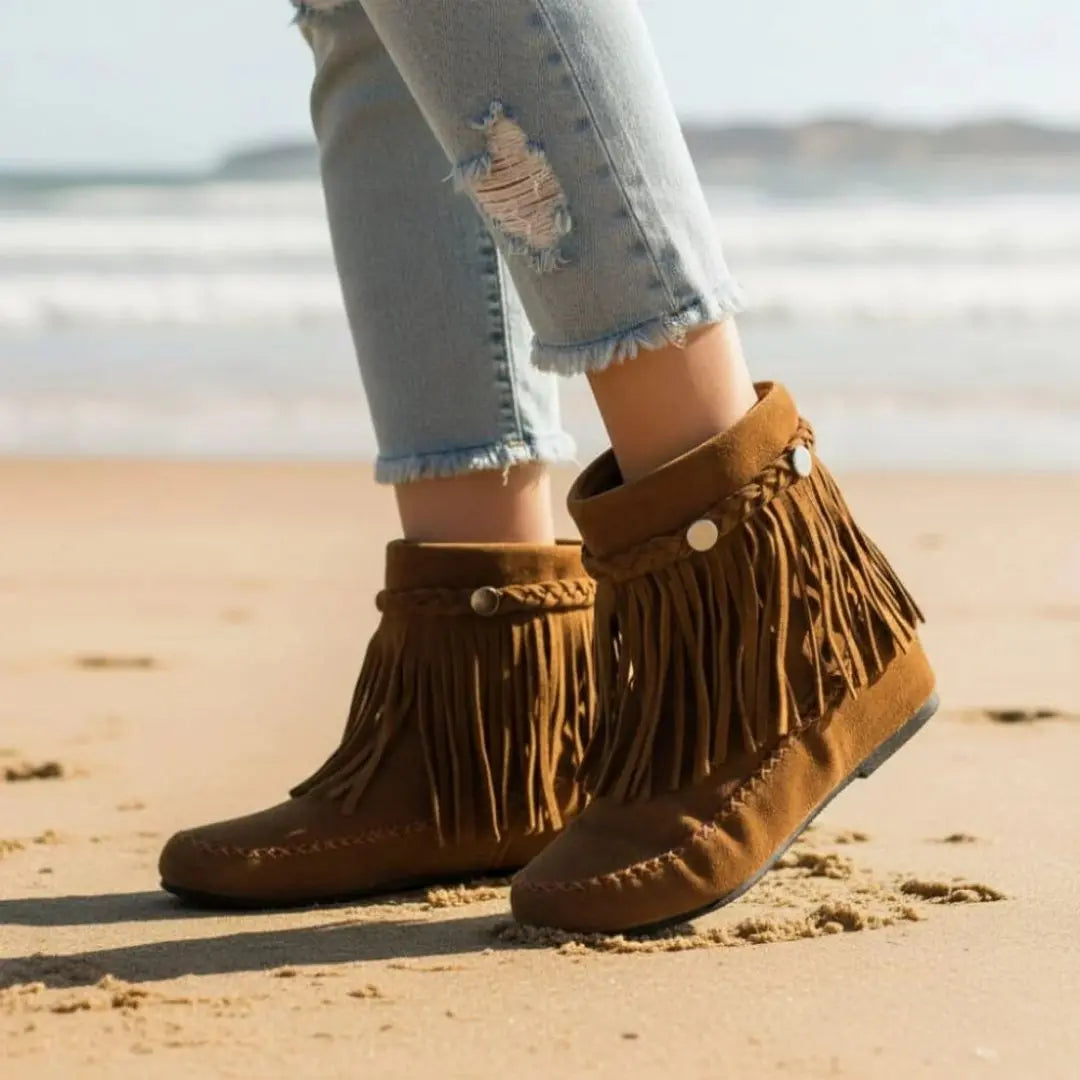 Marigold Women's Fringe Faux Suede Boots