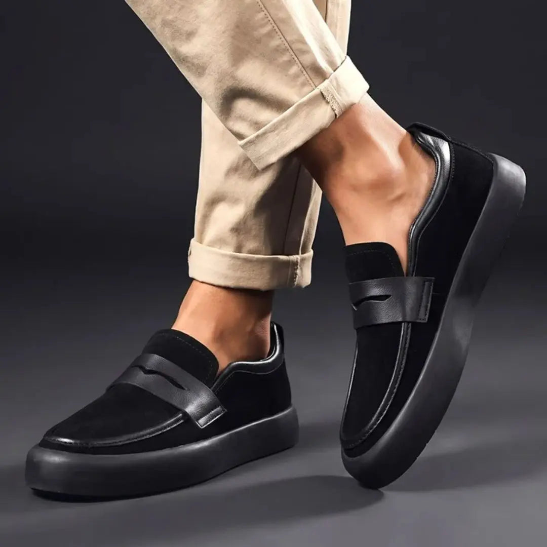 Calvino Men's Microsuede Penny Loafers