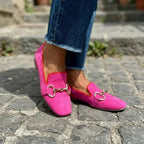 Women's Bold Suede Loafers with Metal Detail