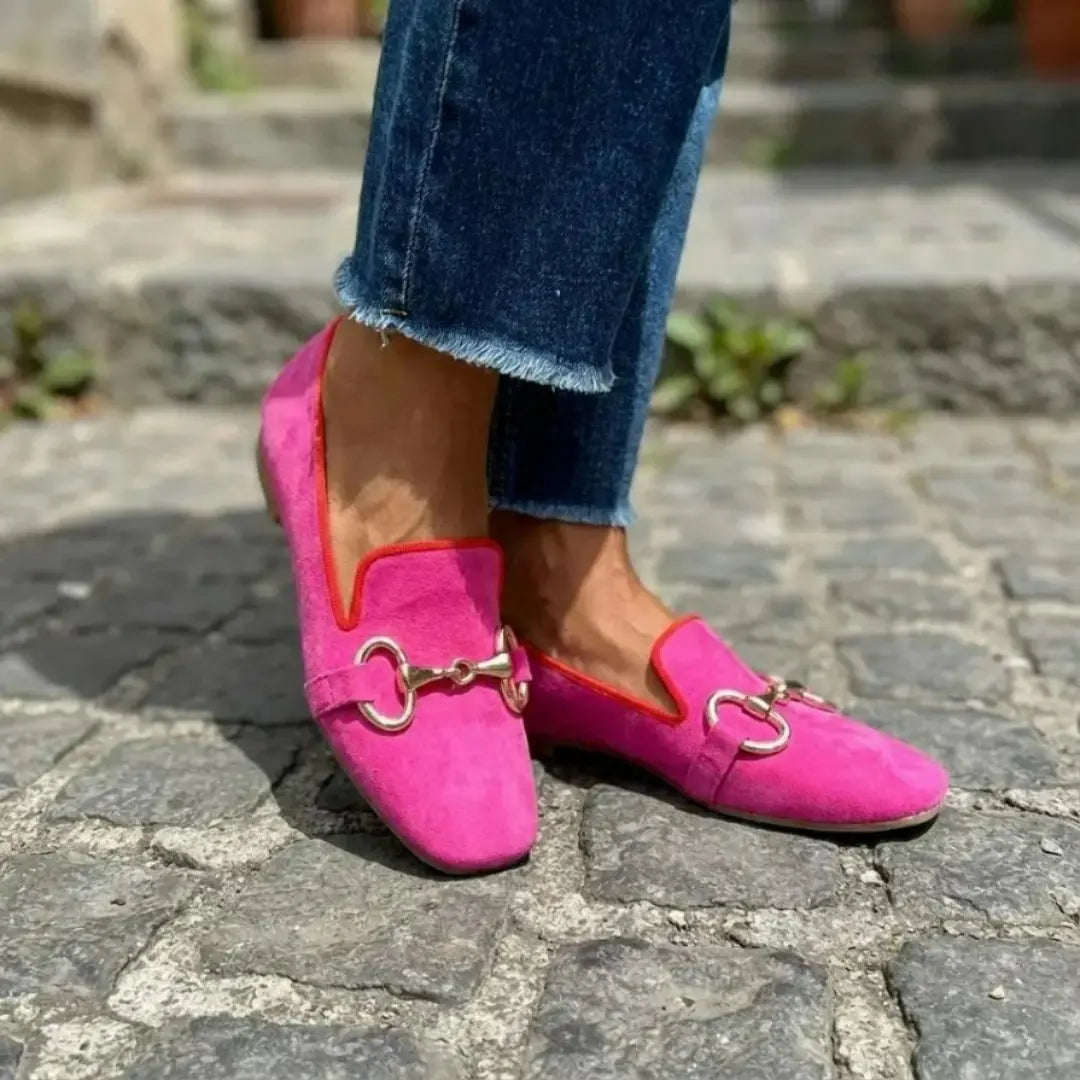 Women's Bold Suede Loafers with Metal Detail
