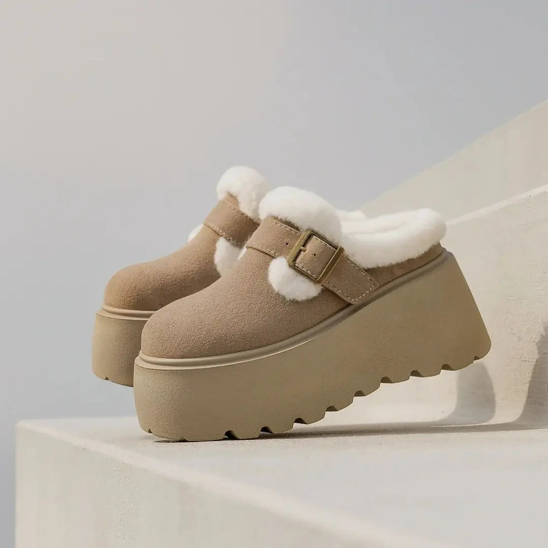 Emery Women's Suede Shearling Platform Clogs