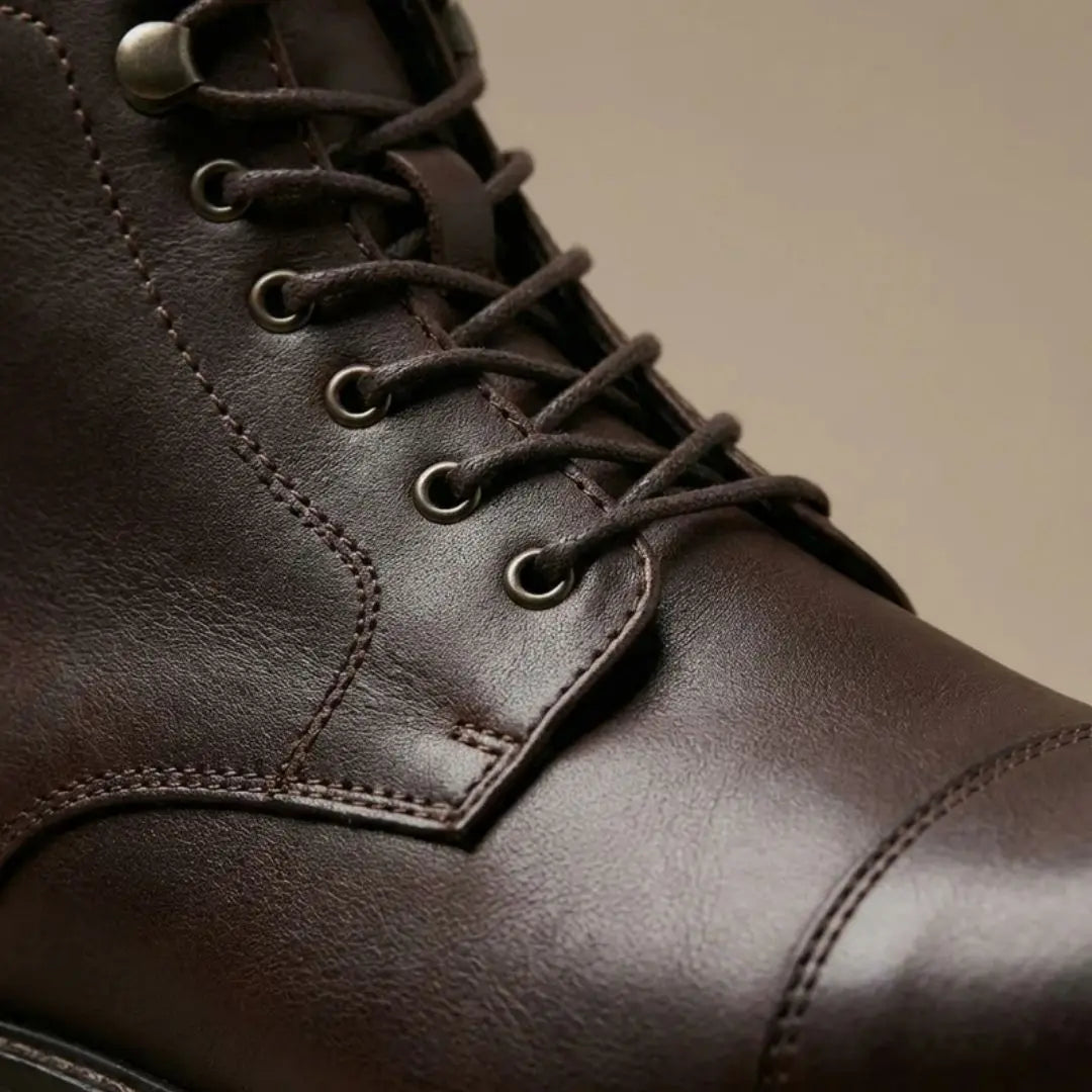 The Steadfast Men's Dark Leather Work Boot