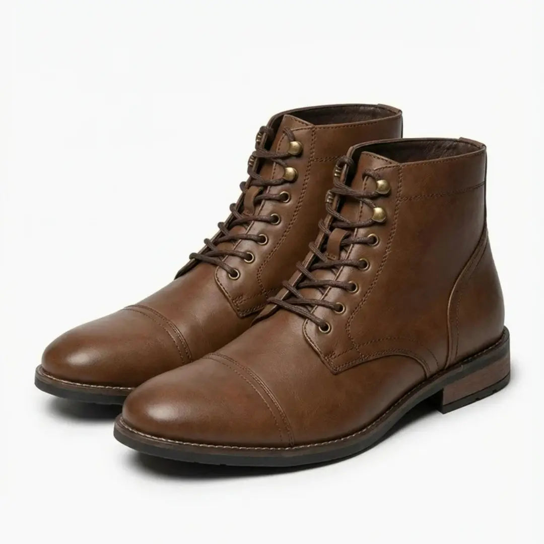The Steadfast Men's Dark Leather Work Boot