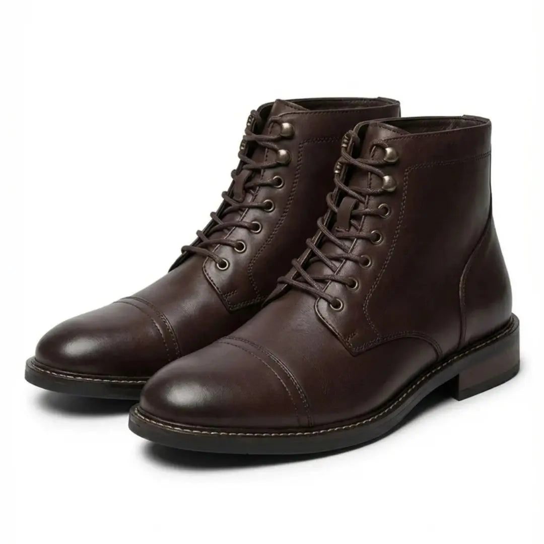 The Steadfast Men's Dark Leather Work Boot