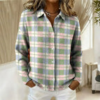 Women's Cotton Flannel Button-Front Plaid Blouse