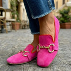 Women's Bold Suede Loafers with Metal Detail