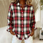 Women's Cotton Flannel Button-Front Plaid Blouse