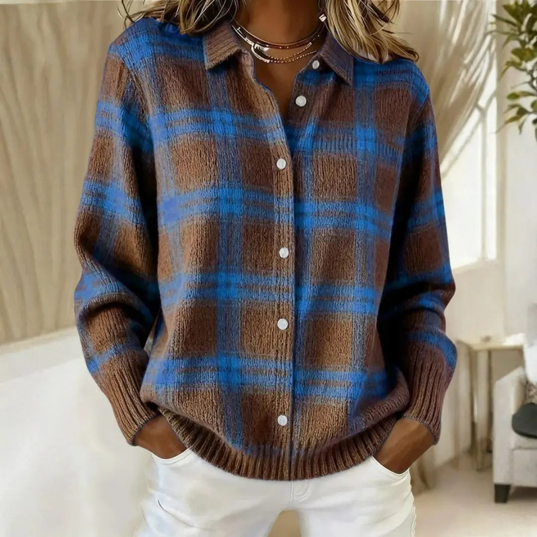 Women's Cotton Flannel Button-Front Plaid Blouse