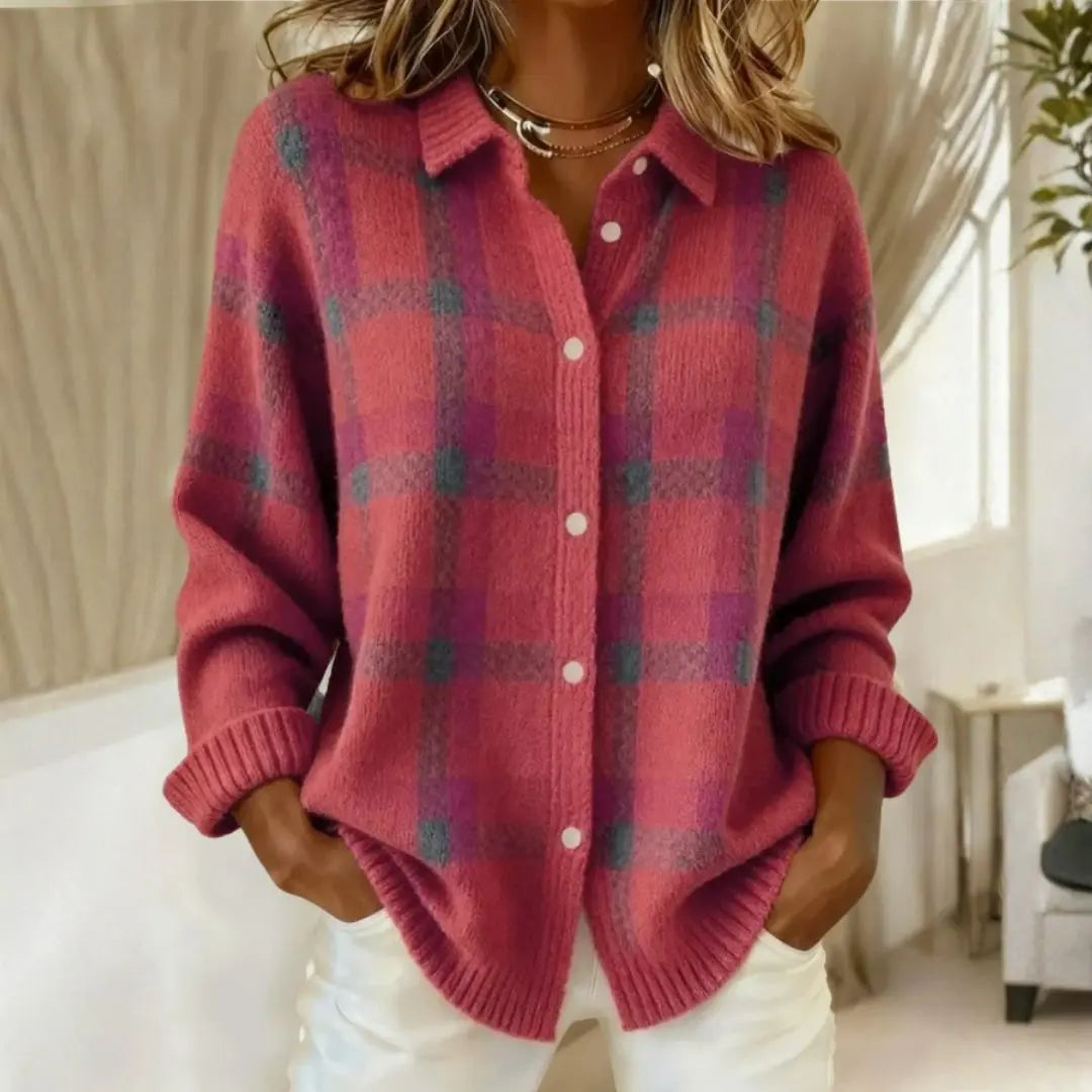 Women's Cotton Flannel Button-Front Plaid Blouse