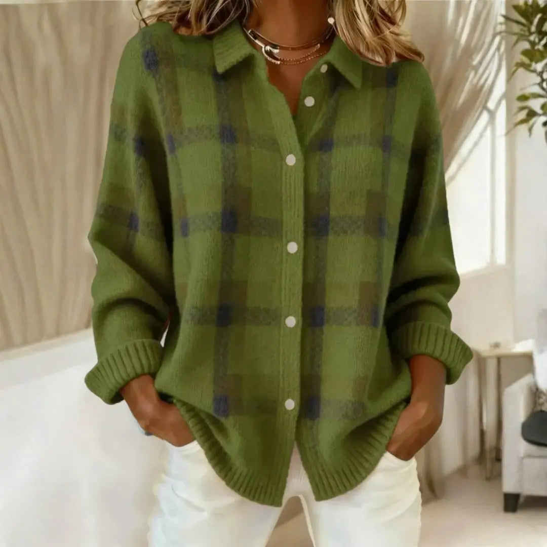 Women's Cotton Flannel Button-Front Plaid Blouse