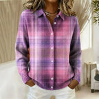 Women's Cotton Flannel Button-Front Plaid Blouse