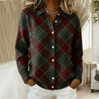 Women's Cotton Flannel Button-Front Plaid Blouse