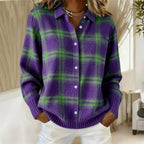 Women's Cotton Flannel Button-Front Plaid Blouse