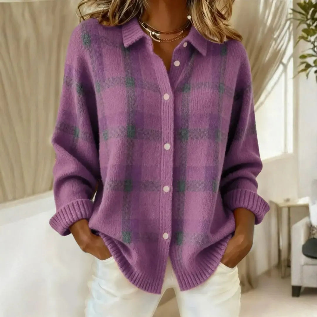 Women's Cotton Flannel Button-Front Plaid Blouse