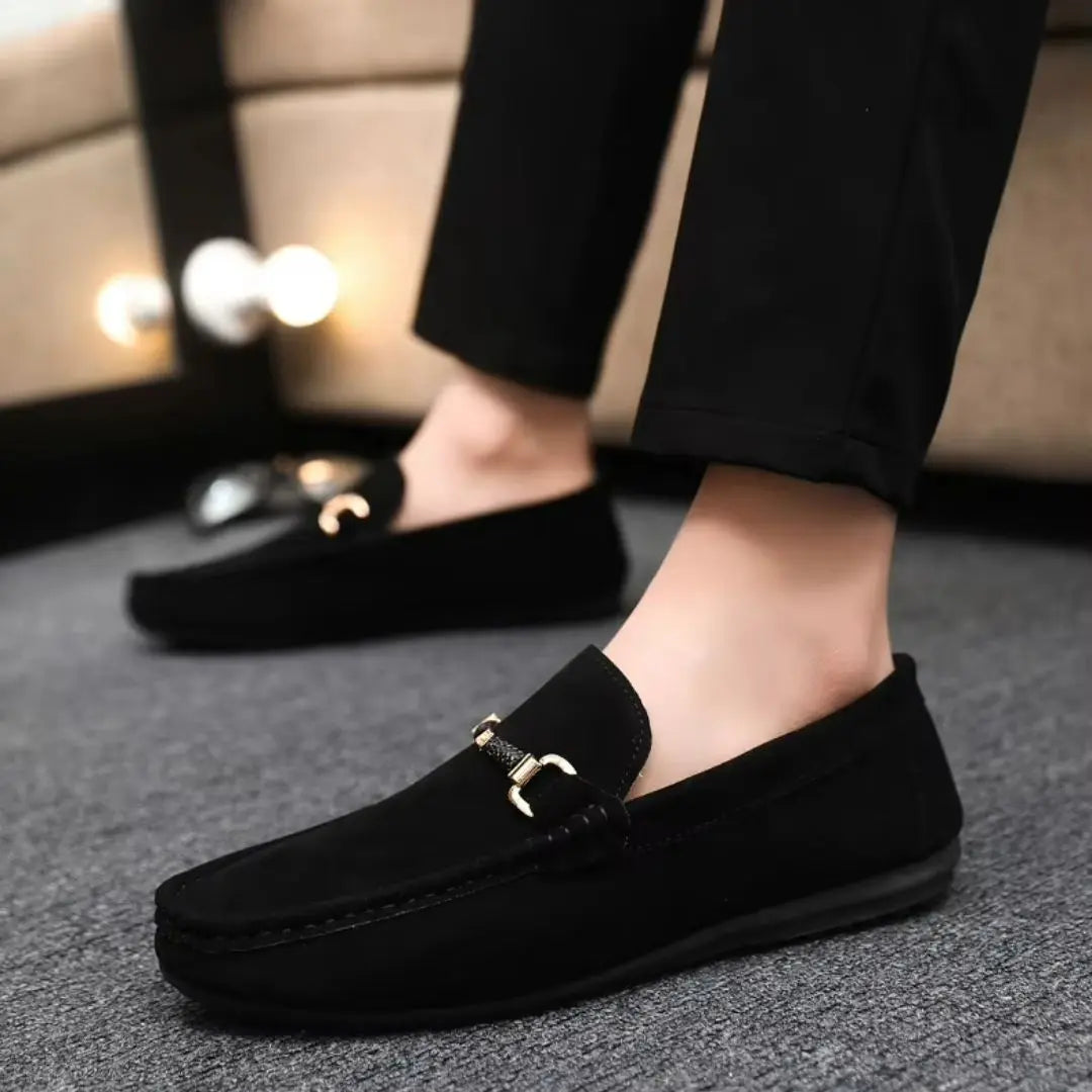 Bellano Men's Suede Buckle Loafers