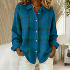 Women's Cotton Flannel Button-Front Plaid Blouse