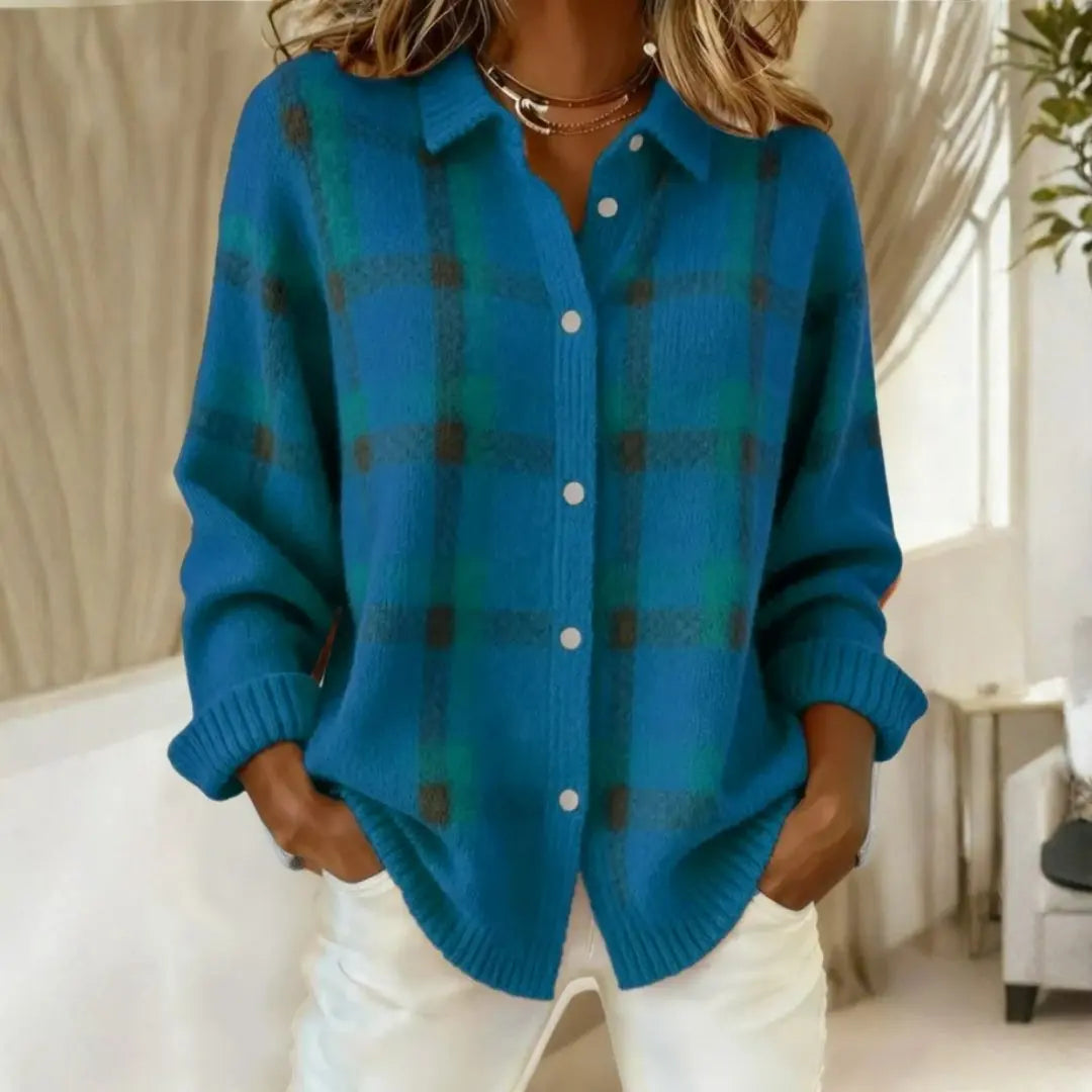 Women's Cotton Flannel Button-Front Plaid Blouse